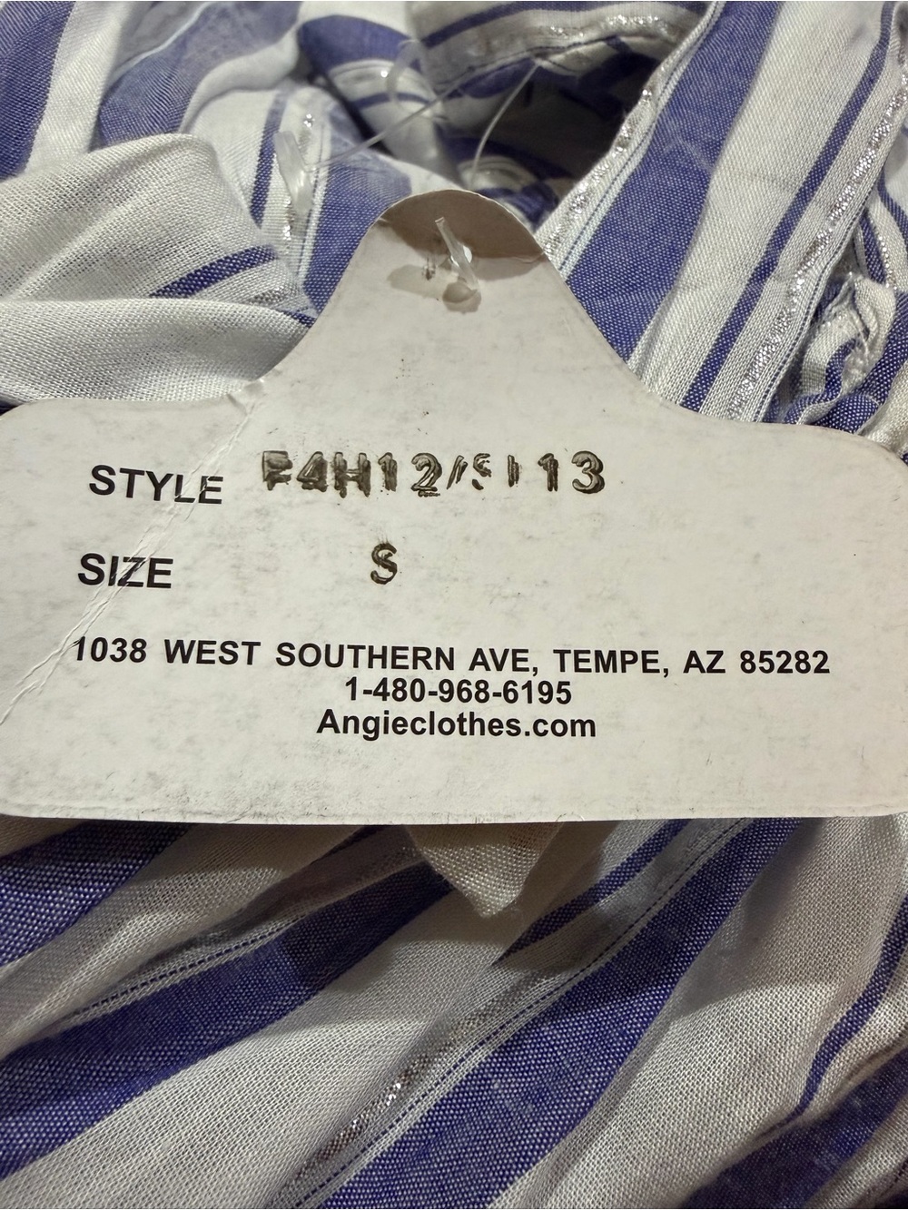 Angie Blue White Striped Tiered Sundress Metallic Lurex Tie Front Boho NWT S - Picture 7 of 9